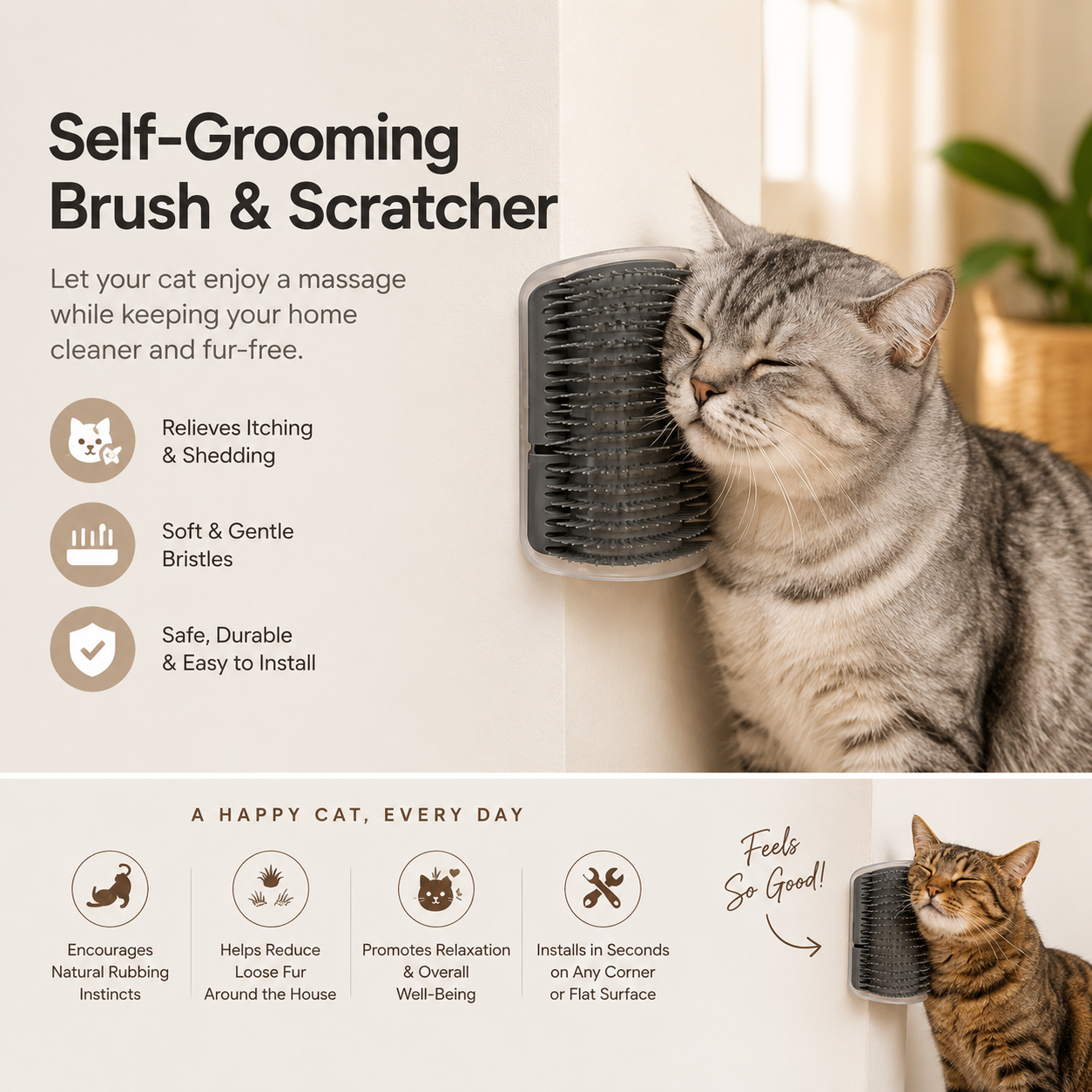 Self-Grooming Cat Corner Brush
